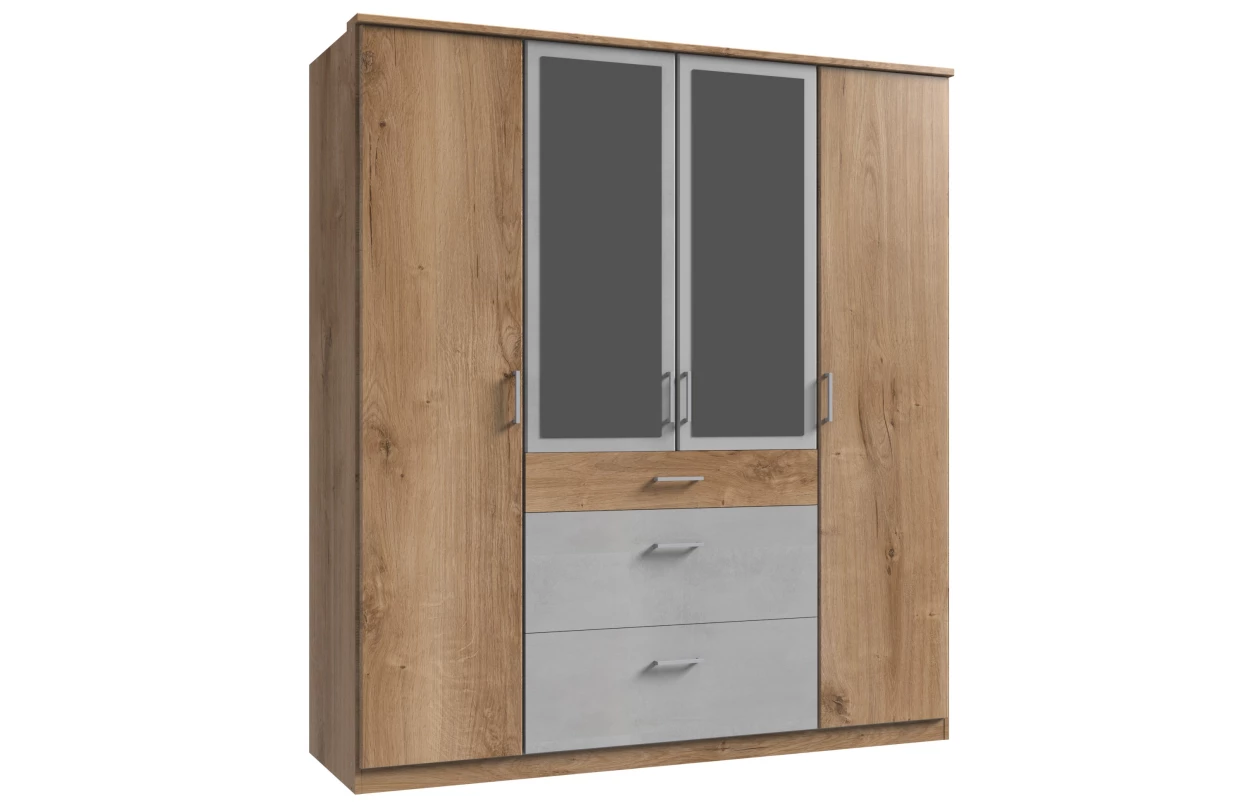 Šatní skříň bez zrcadla Click, 91 cm, bílá/prkenný dub 19