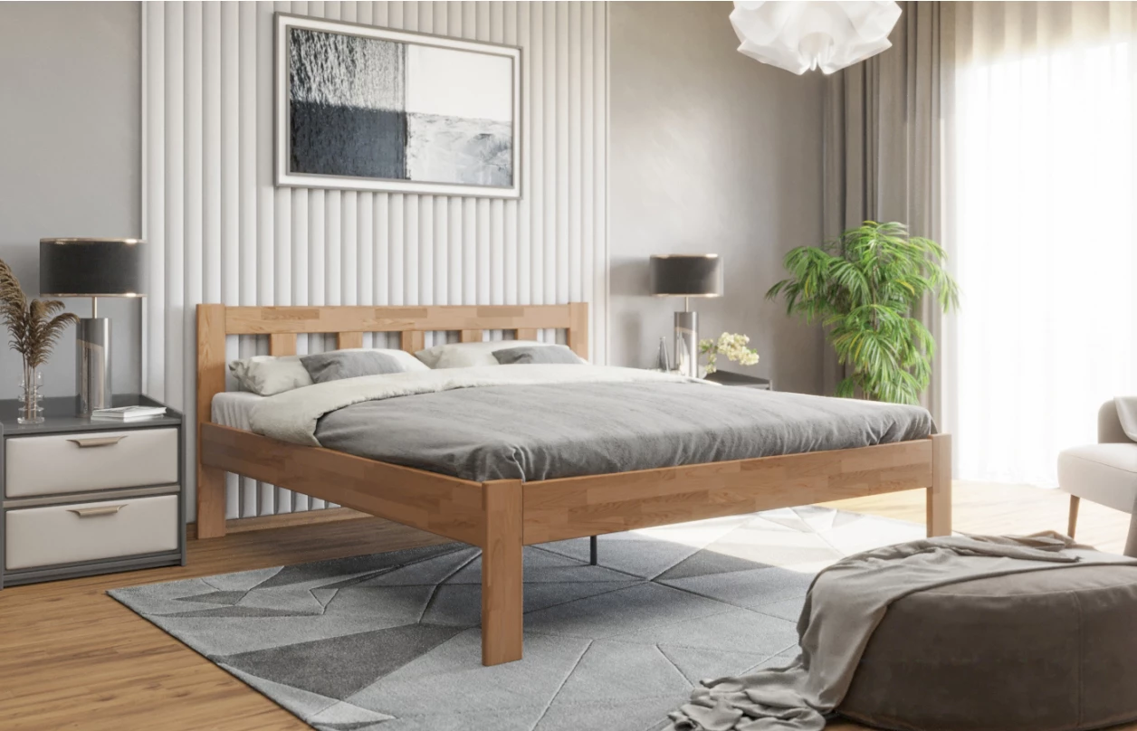 Manželská postel Tema 180x200 cm, přírodní buk 5
