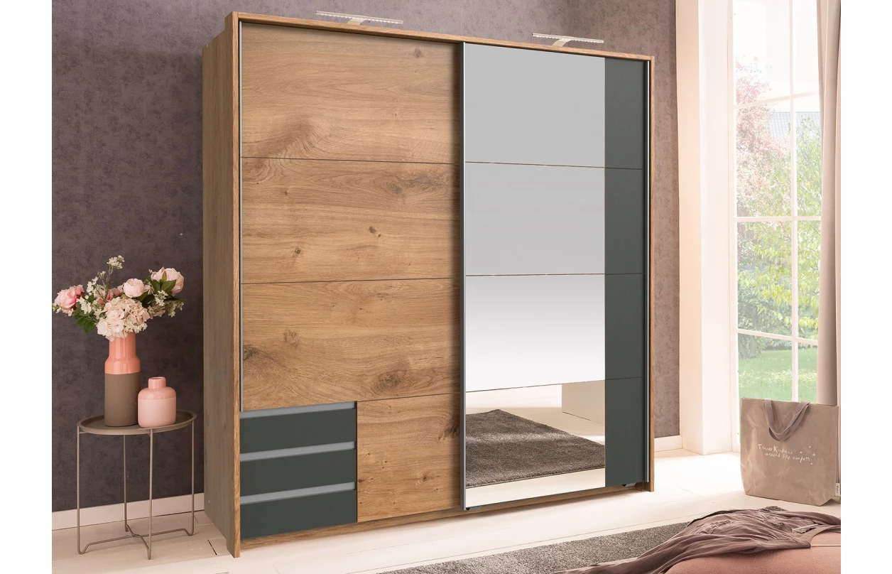 Paspartový rám k šatní skříni Emden, 138 cm, prkenný dub 3