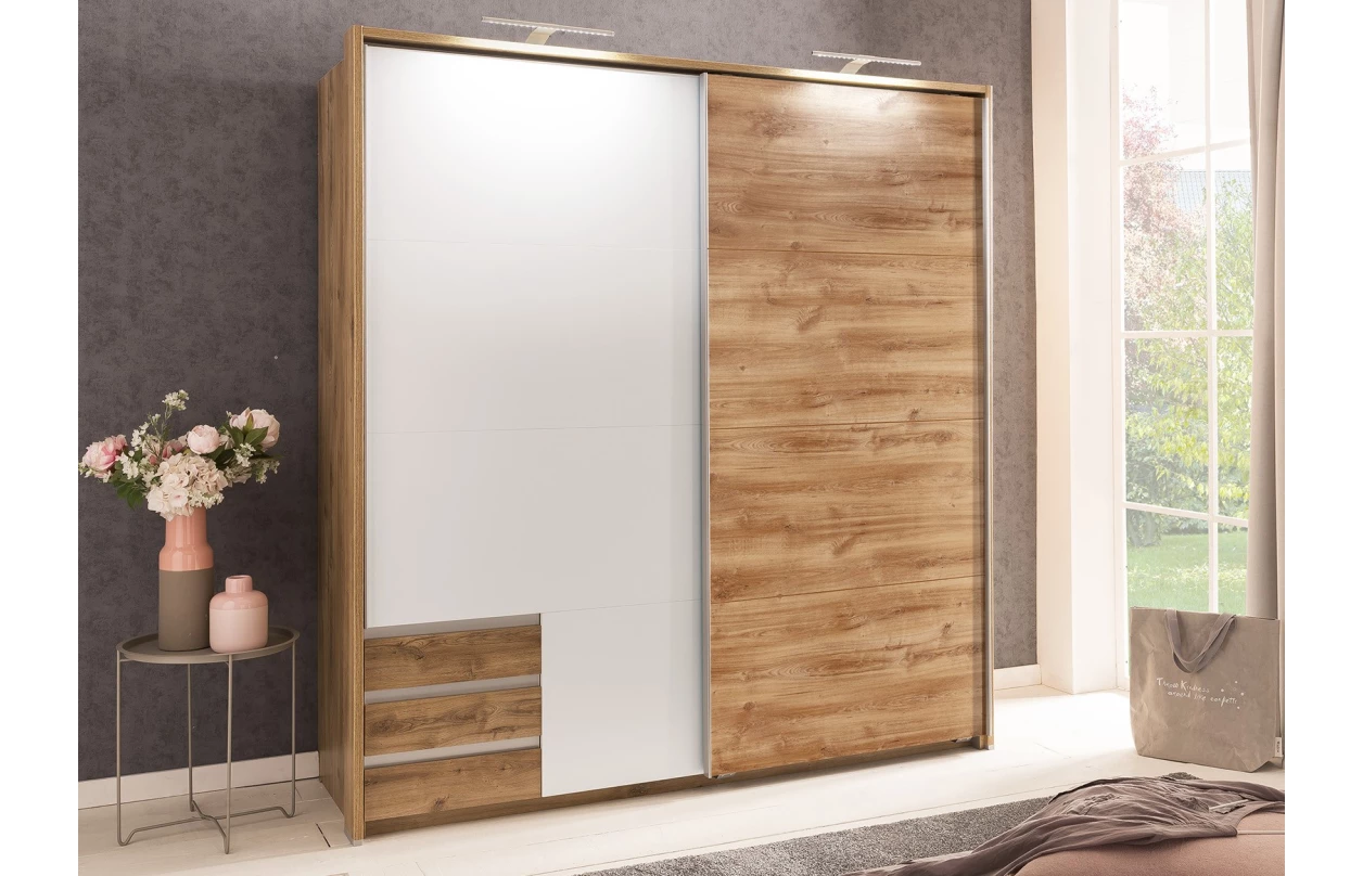 Paspartový rám k šatní skříni Emden, 138 cm, prkenný dub 4
