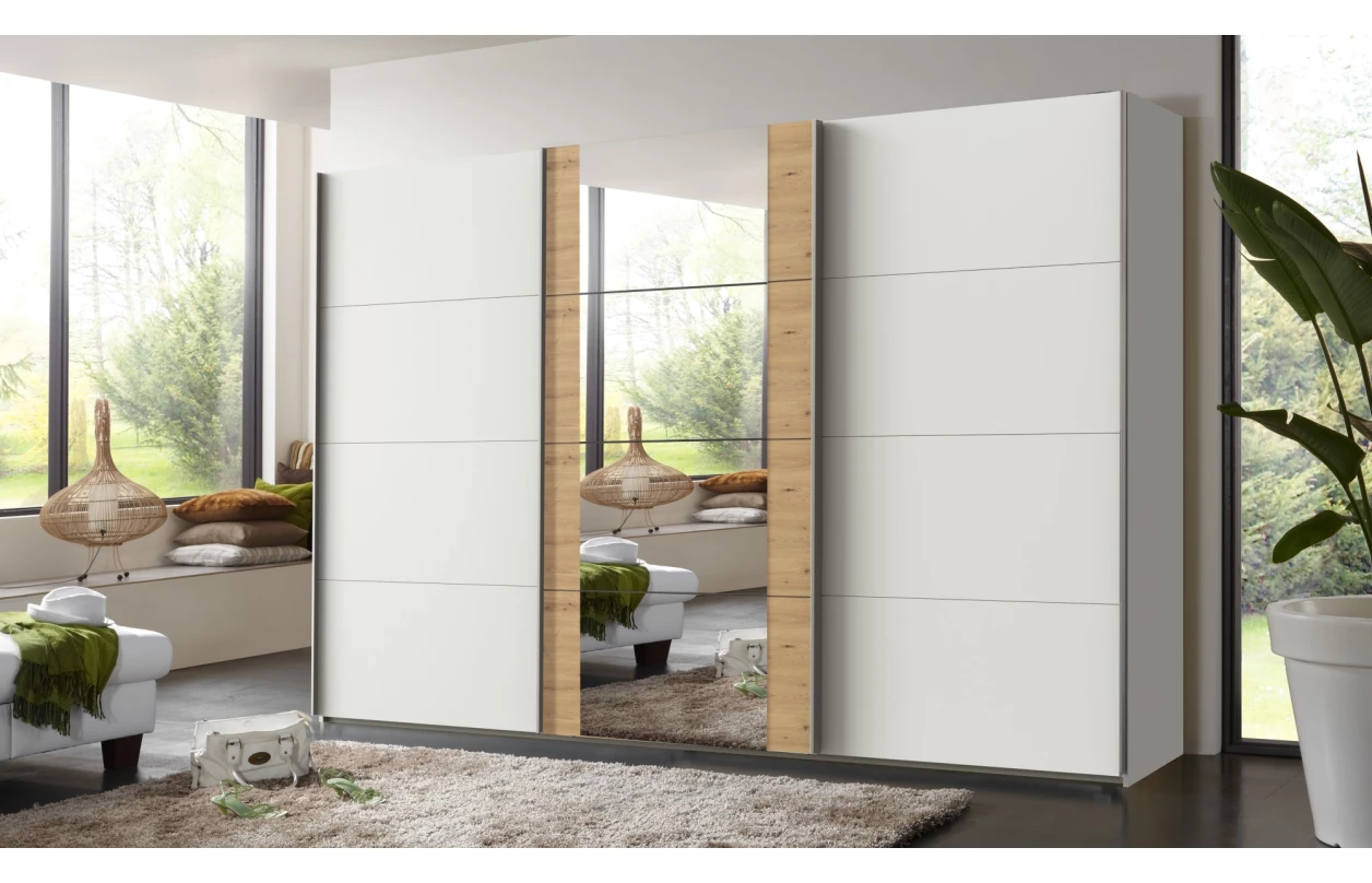 Šatní skříň Bern, šířka 270 cm/výška 208 cm, bílá/dub artisan 6