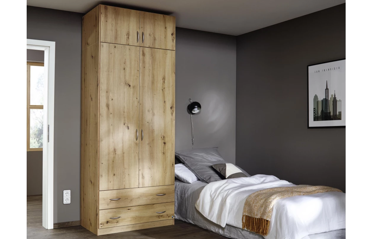 Šatní skříň Case, 136 cm, bílá 14