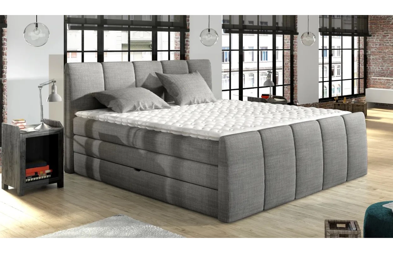 Postel boxspring Fresco 180x200 cm, světle šedá látka 1