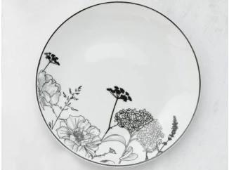 Mělký talíř Luna Black Flower, 27 cm