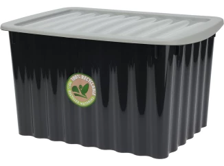 Úložný box s víkem 60x35 cm, černý, recyklovaný plast