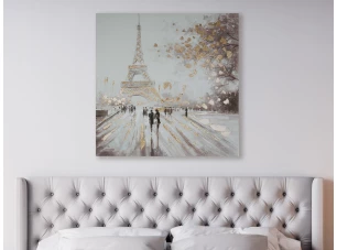 Ručně malovaný obraz Paříž 100x100 cm, 3D struktura